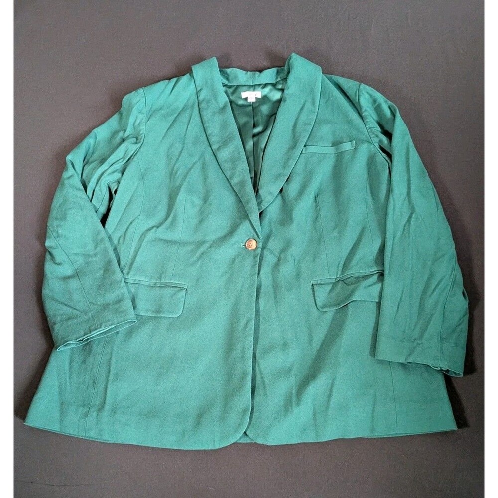 J Jill Jacket Blazer Celtic Dress Coat Women's XL Kelly Green Boxwood Button